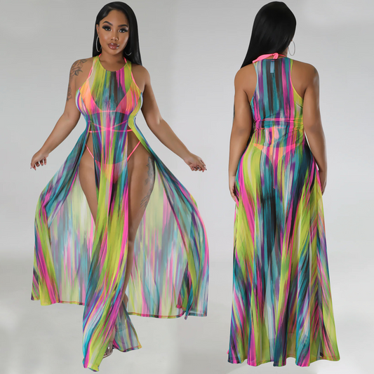 Rainbow three-piece swimsuit