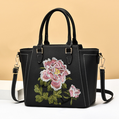 Borsa con fiore ricamato